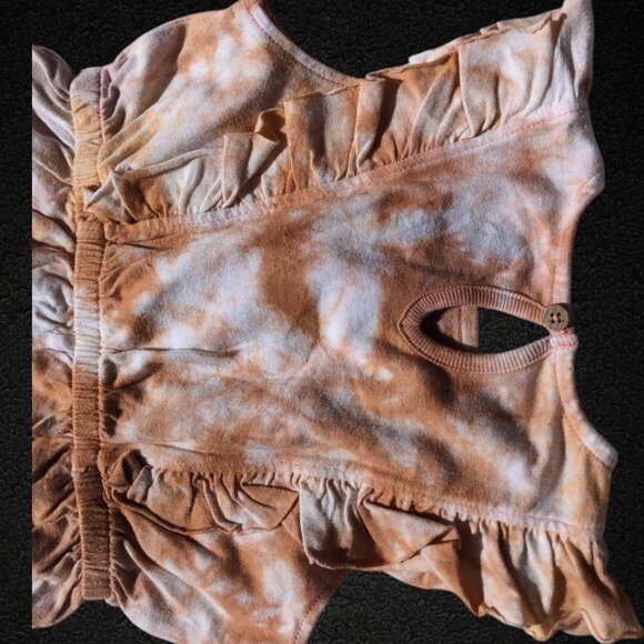 Primark pull-on Girls Summer Romper – Brown Tie Dye - Size 12M - Picture 3 of 4